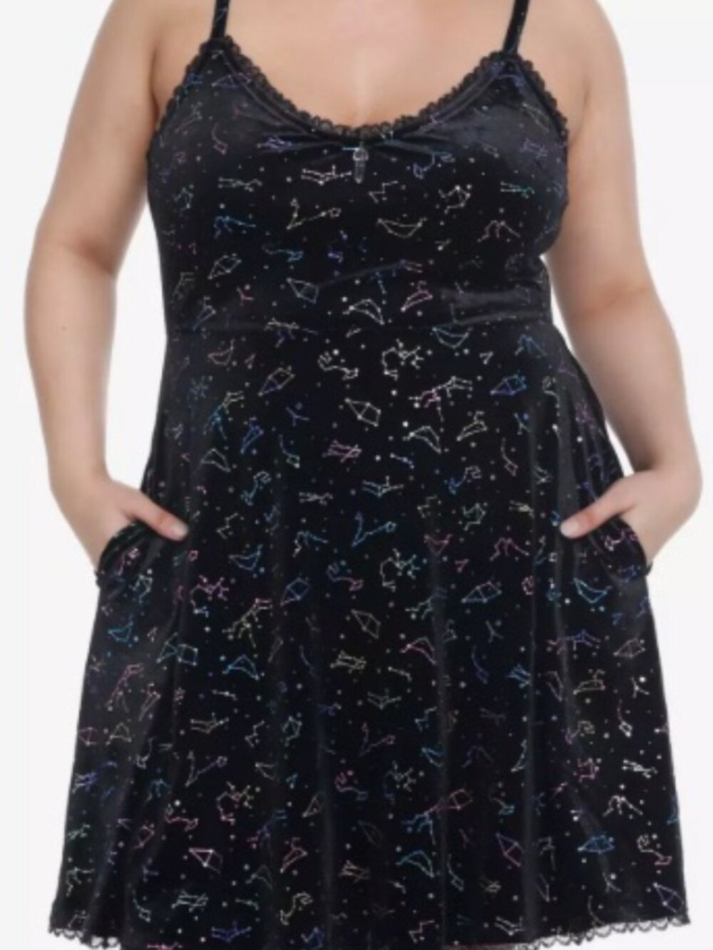Hot Topic Cosmic Aura Rainbow Constellations Velvet Skater Dress XL 2XL